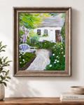 Beauty In The Vintage original white rose oil painting displayed in a vintage-style frame by Kathy My Thi